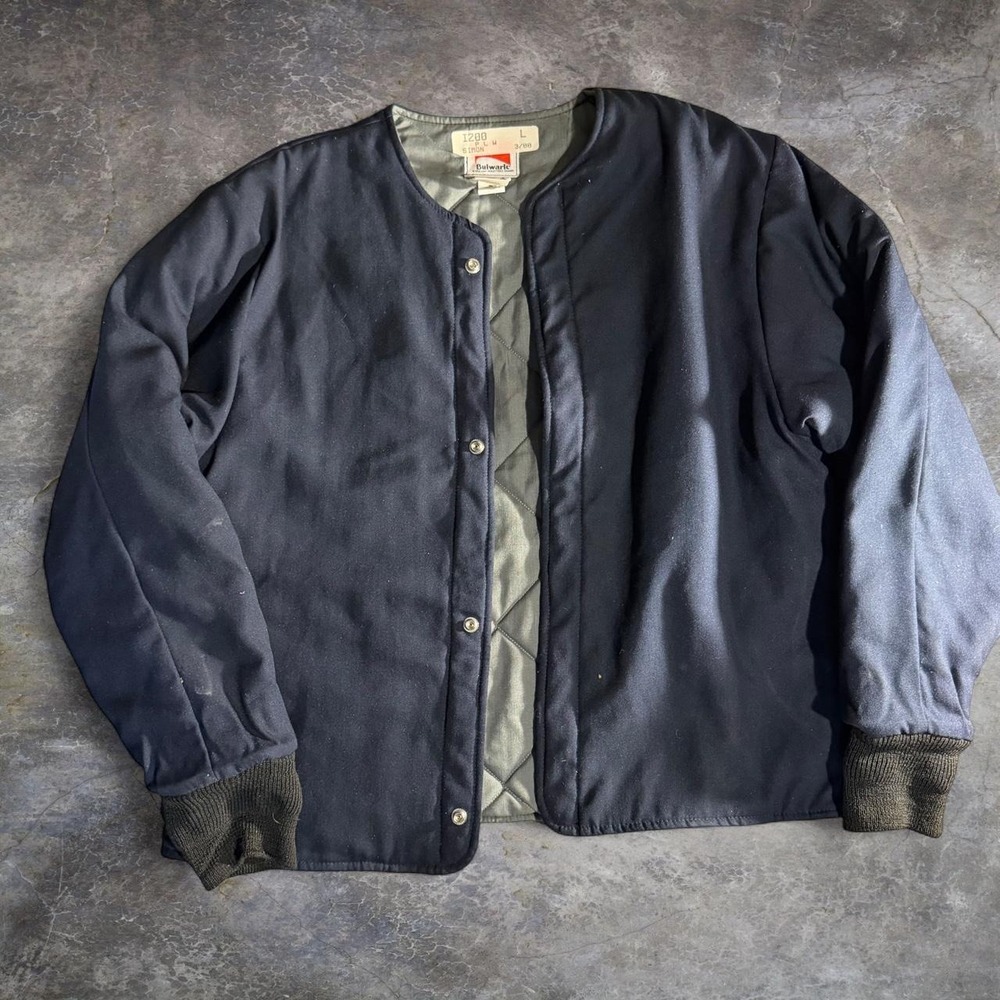 Vintage 1999 Bulwark Nomex FR Jacket L Navy Quilted Liner Fire Resistant LNL2NV